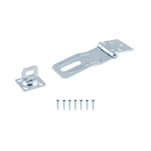 ProSource LR-125-BC3L-PS Safety Hasp, 3-1/2 in L, Steel, Zinc, 3/8 in Dia Shackle, Swivel Staple