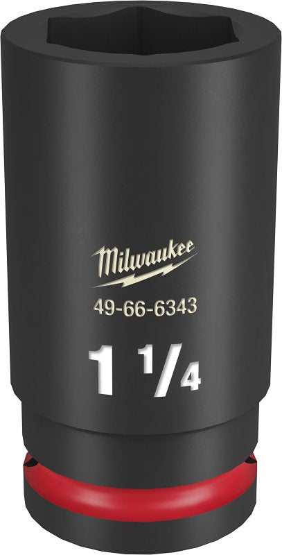 Milwaukee SHOCKWAVE Impact Duty Series 49-66-6343 Deep Impact Socket, 1-1/4 in Socket, 3/4 in Drive, Square Drive