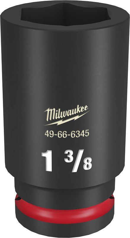 Milwaukee SHOCKWAVE Impact Duty Series 49-66-6345 Deep Impact Socket, 1-3/8 in Socket, 3/4 in Drive, Square Drive
