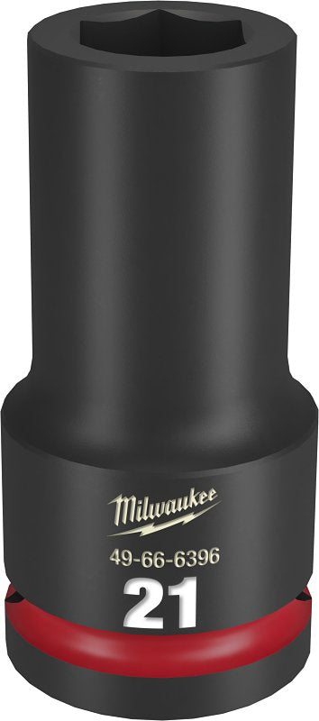 Milwaukee SHOCKWAVE Impact Duty 49-66-6396 Impact Socket, 21 mm Socket, Deep D Socket, 90 mm OAL, 3/4 in Drive, 6-Point