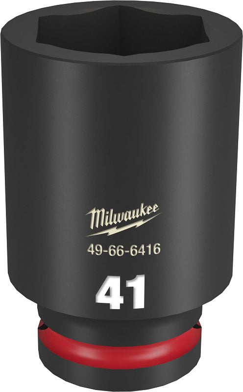 Milwaukee SHOCKWAVE Impact Duty 49-66-6416 Impact Socket, 41 mm Socket, Deep D Socket, 90 mm OAL, 3/4 in Drive, 6-Point