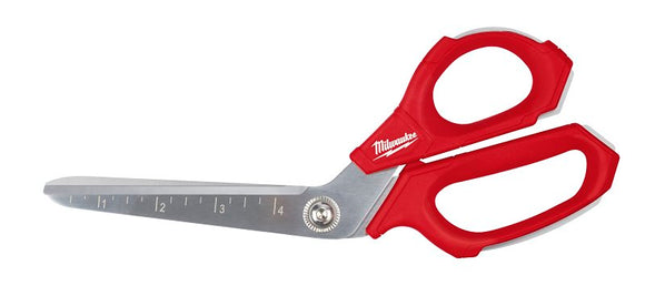 Milwaukee 48-22-4047 Jobsite Offset Scissors, 9.3 in OAL, 4-1/2 in L Cut, Steel Blade, Loop Handle, Red Handle