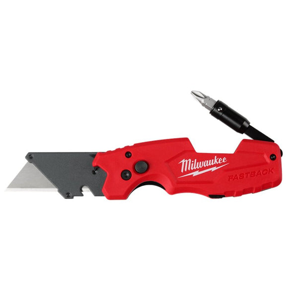 Milwaukee FASTBACK 48-22-1505 6-in-1 Folding Utility Knife, 2.4 in L Blade, Bi-Metal Blade, 1-Blade, Ergonomic Handle
