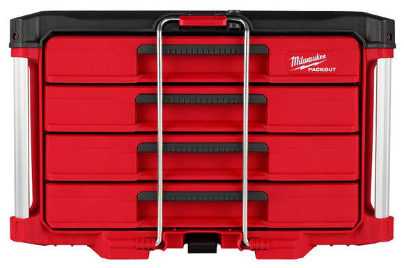 Milwaukee PACKOUT 48-22-8444 Toolbox, 50 lb, Polypropylene, 16.3 in L x 22.2 in W x 14.3 in H Outside, 4-Drawer