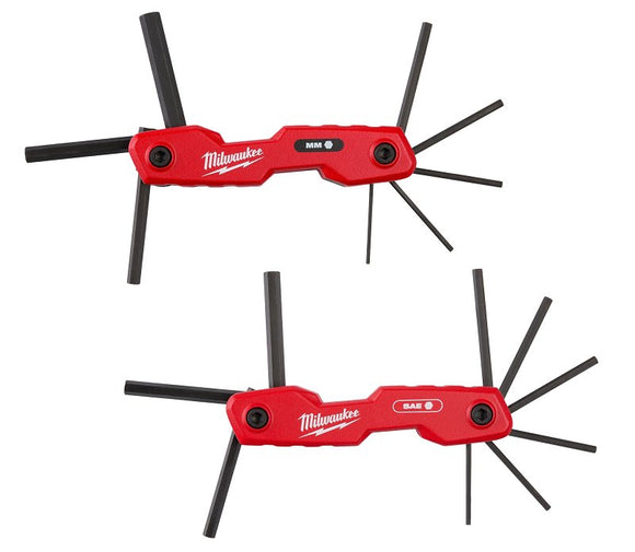 Milwaukee 48-22-2183 Folding Hex Key Set, Aluminum/Steel, Black Oxide, Black/Red