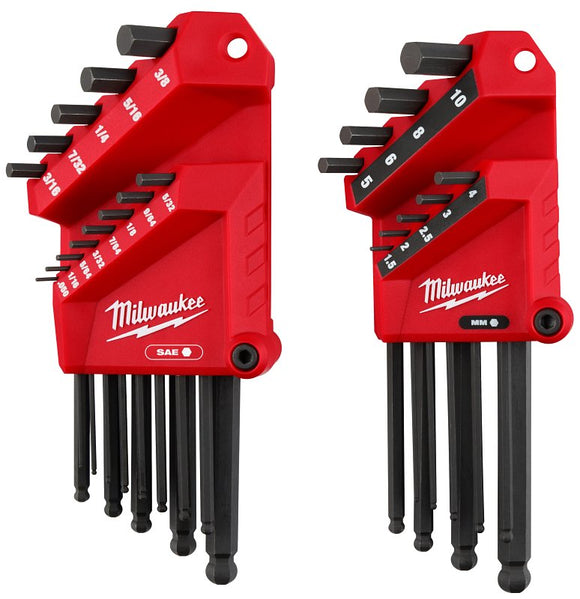 Milwaukee 48-22-2187 L-Style Hex Key Set with Ball Ends, 22-Piece, Steel, Black Oxide