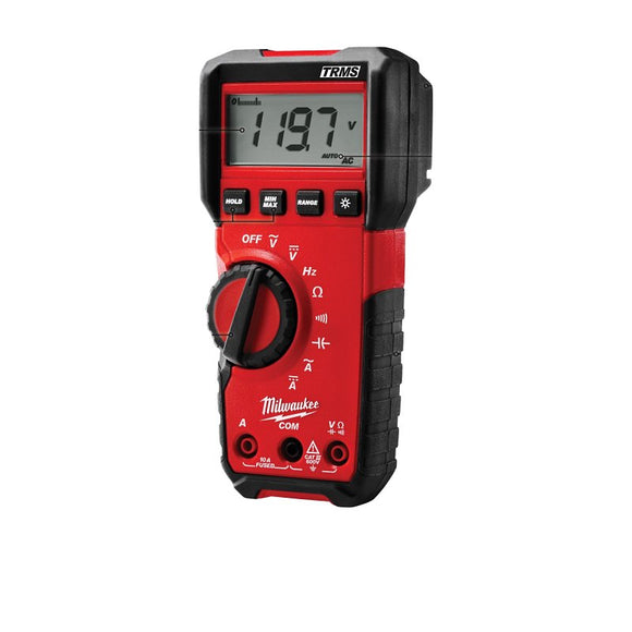 Milwaukee 2216-20 Multimeter, Backlit LCD, Digital Display, Black/Red