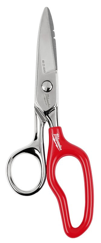 Milwaukee 48-22-4049 Electrician Scissors, 6-1/2 in OAL, 2 in L Cut, Stainless Steel Blade, Extended Handle