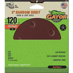 5" 5HOLE HOOK/LOOP 120GRIT 5PK