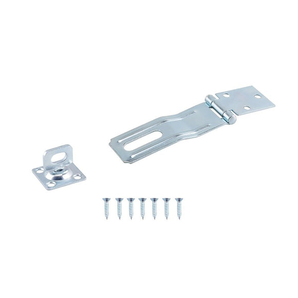 ProSource LR-126-BC3L-PS Safety Hasp, 4-1/2 in L, Steel, Zinc, 3/8 in Dia Shackle, Swivel Staple