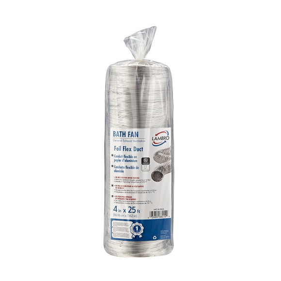 Lambro 414 Flexible Air Connector, 4 in, 25 ft L, Aluminum