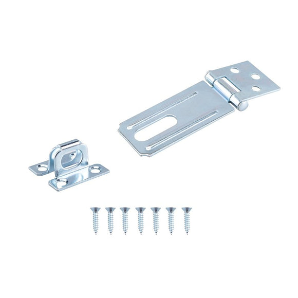 ProSource LR-121-BC3L-PS Safety Hasp, 3-1/2 in L, Steel, Zinc, 7/16 in Dia Shackle, Fixed Staple