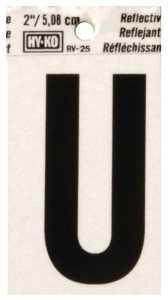 LETTER HOUSE U 2IN REFL BLK   