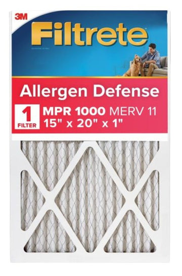 Filtrete 9806-4 Air Filter, 20 in L, 15 in W, 11 MERV, 1000 MPR, Polypropylene Frame