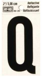 LETTER HOUSE Q 2IN REFL BLK   