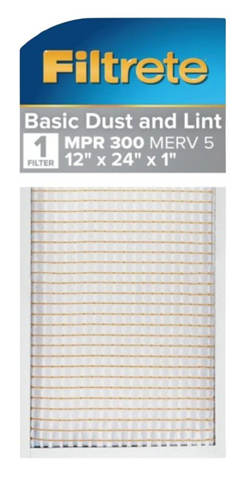 Filtrete BA20-4 Air Filter, 12 in L, 24 in W, 5 MERV, 300 MPR