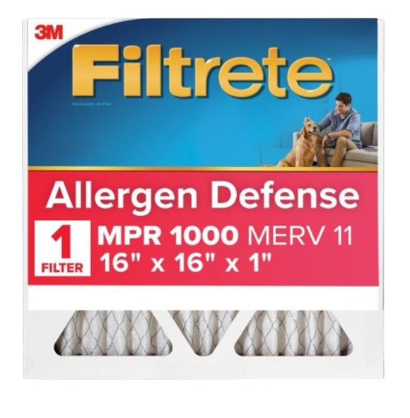 Filtrete 9816-4 Air Filter, 16 in L, 16 in W, 11 MERV, 1000 MPR, Polypropylene Frame
