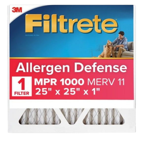 Filtrete AL15-4 Air Filter, 25 in L, 25 in W, 11 MERV, 1000 MPR, Polypropylene Frame