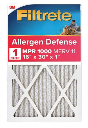 Filtrete AL27-4 Air Filter, 16 in L, 30 in W, 11 MERV, 1000 MPR, Polypropylene Frame