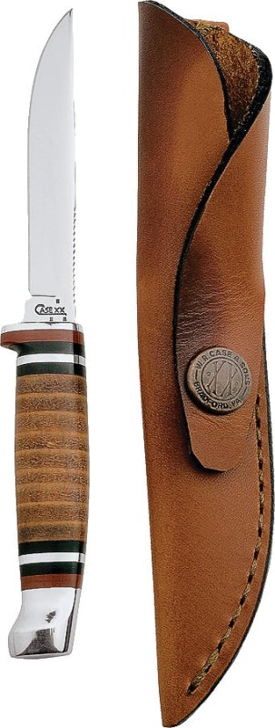 Case 379 Utility Knife with Sheath, 3.13 in L Blade, Stainless Steel Blade, Brown/Tan Handle