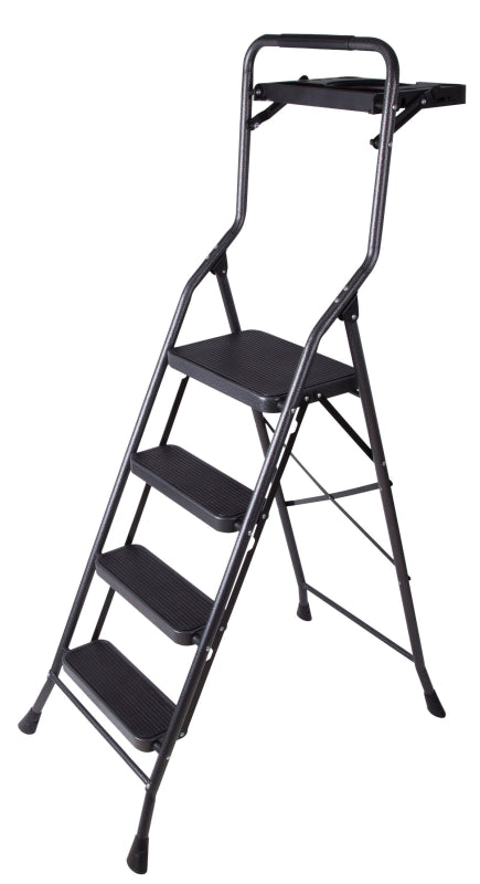 Simple Spaces HB4-2H Folding Step Stool, 62-1/2 in H, 4-Step, 250 lb, 5-1/8 in D Step, Steel, Gray