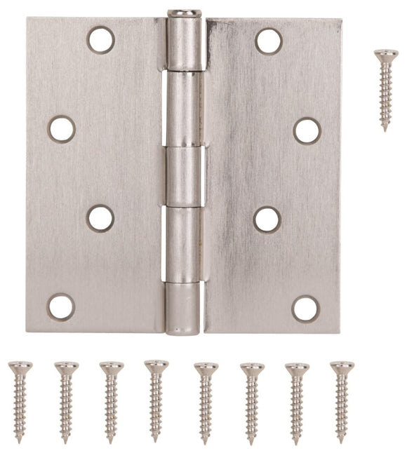 ProSource 20339SNX Square Corner Door Hinge, 4 in H Door Leaf, 1-3/4 in W Door Leaf, 2.2 mm Thick Door Leaf, 4 x 4 in