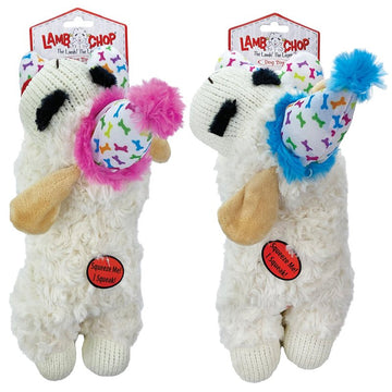 multipet MP48706 Dog Toy, 10-1/2 in, Birthday Lamb Chop with Birthday Hat Dog Toy, Happy Birthday, Polyester