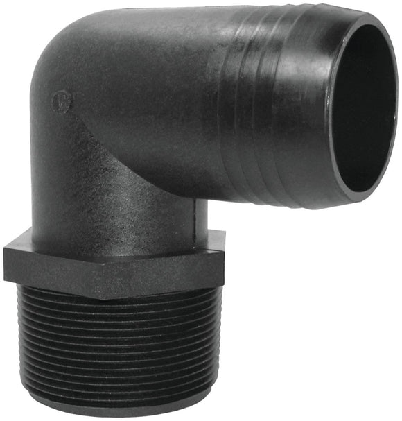 Green Leaf EL1212P Hose to Pipe Elbow, 1/2 x 1/2 in, Hose Barb x Male NPT, Polypropylene, Black