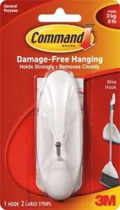 HOOK WIRE ADHESIVE LG WHITE   