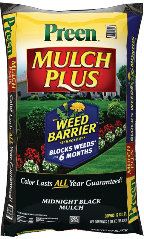 Preen 95456138 Mulch Plus Weed Barrier, Granular, Midnight Black Bag