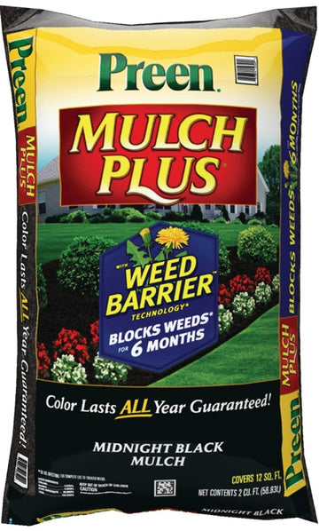 Preen 95456138 Mulch Plus Weed Barrier, Granular, Midnight Black Bag