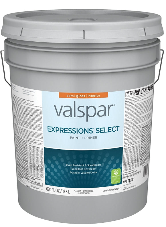 Expressions Select 4300 Series 028.0043002.008 Interior Paint and Primer, Pastel, Semi-Gloss, White, 5 gal Metal Pail