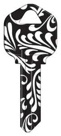 KW1-41 KEYBLANK SWIRL BLK/WHT 