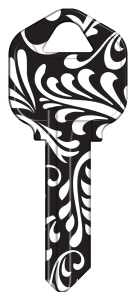 KW1-41 KEYBLANK SWIRL BLK/WHT 