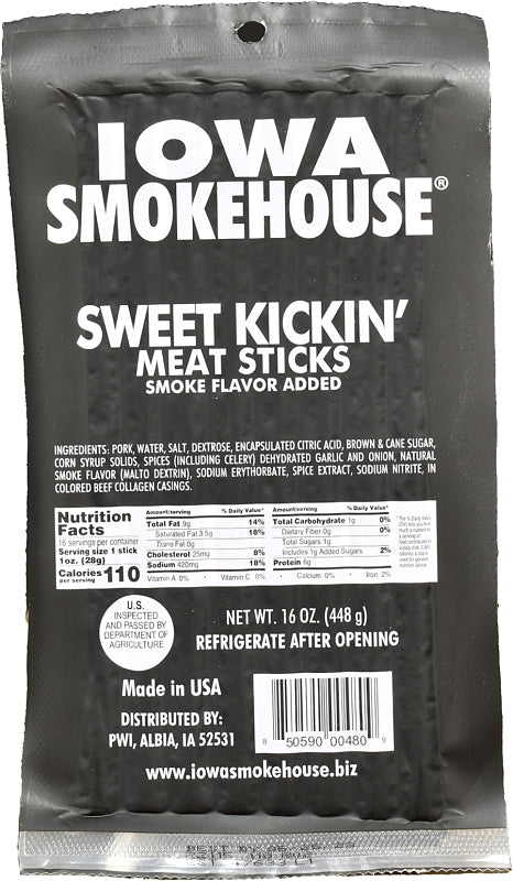 Iowa Smokehouse IS-16MSSK Meat Snack, Stick, Sweet Kickin, 16 oz Pack