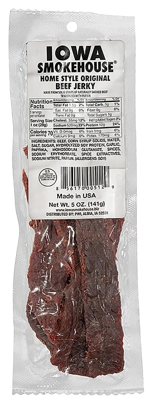 Iowa Smokehouse IS-5JN Beef Jerky, Homestyle Original, 5 oz Pack