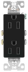RECPT DPLX STD DECR 3W 15A BLK