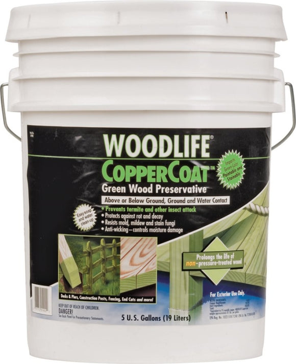 WOODLIFE 1902A Wood Preservative, Green, Liquid, 5 gal, Can