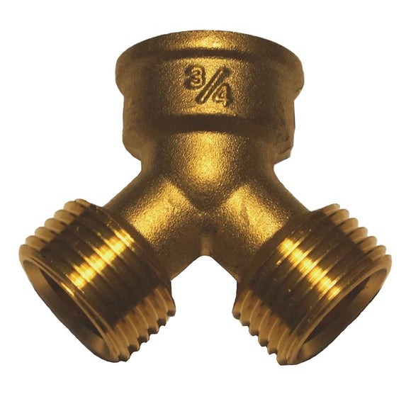 Freeze Miser 2499 2-Way Y-Connector without Shut-Off, 3/4 in, 300 psi Pressure, Brass