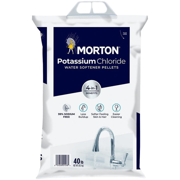 Morton F114980000G Potassium Chloride Water Softener Pellet, 40 lb, Crystal