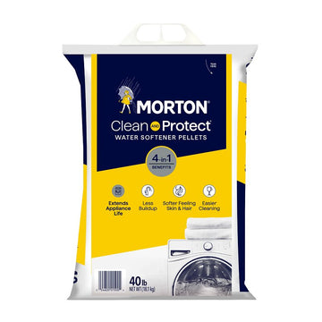 Morton Clean and Protect F125000000G Water Softener Salt, 40 lb, Yellow Bag, Pellet