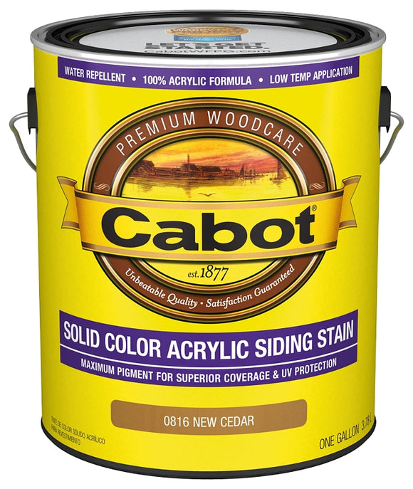 Cabot 140.0000816.007 Solid Stain, Natural Flat, New Cedar, Liquid, 1 gal, Can