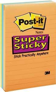 NOTE NEON POST-IT ASST 4X6    