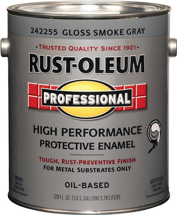 Professional 242255 Enamel Paint, Oil Base, Gloss Sheen, Smoke Gray, 1 gal, Can, 255 to 435 sq-ft/gal Coverage Area