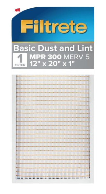 Filtrete 319-4 Air Filter, 20 in L, 12 in W, 5 MERV, 300 MPR