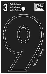 NUMBER HOUSE 9 3IN  VINYL BLK 