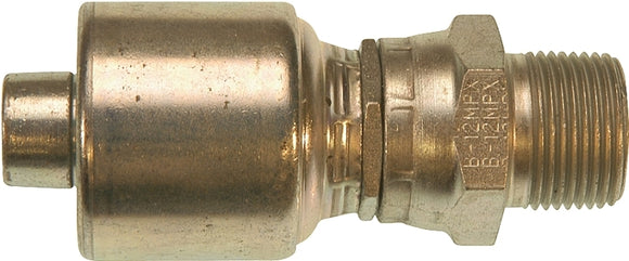 Gates MegaCrimp G25105-0808 Hose Coupling, 1/2 x 1/2 in Dia, 3.42 in, 1/2-14, Crimp x NPTF, Straight Angle, Steel, Zinc
