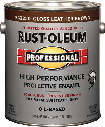 Professional 242250 Enamel Paint, Oil Base, Gloss Sheen, Leather Brown, 1 gal, Can, 255 to 435 sq-ft/gal Coverage Area