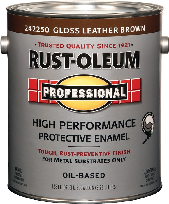 Professional 242250 Enamel Paint, Oil Base, Gloss Sheen, Leather Brown, 1 gal, Can, 255 to 435 sq-ft/gal Coverage Area