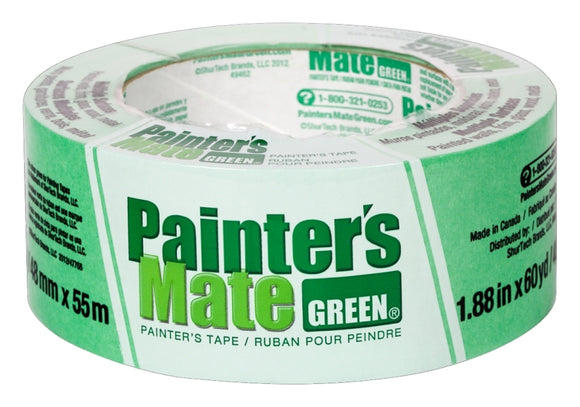 Painter's Mate 667016 Painter's Tape, 60 yd L, 1.88 in W, Rubber Backing, Green